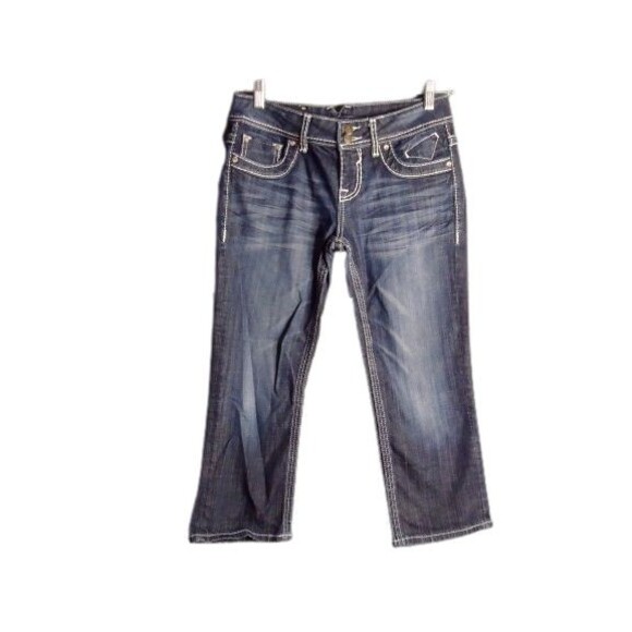 Vigoss The Dublin Capris Juniors 5x21" Low Rise Med Wash Stretch Heavy Stitching - Picture 1 of 10